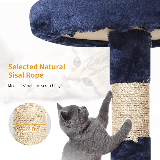 BestPet Cat Tree 36 inch Tall Scratching Toy Activity Centre Cat Tower Cat Condo Multi-Level Furniture Scratching Posts for Indoor Cats,Navy Blue