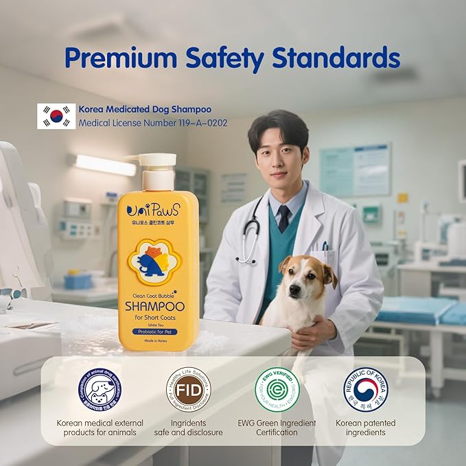 Unipaws Probiotics Dog Shampoo & Conditioner Set for Short-Haired Coats – Itch Relief, Deodorizing & Anti-Shedding for Skin Comfort & Balance with Calendula – EWG Green, Made in Korea, 2×16.9 Fl Oz