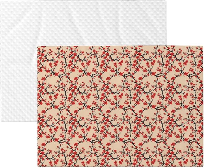 Double Sided Pet Throw for Dogs Who Shed, Blossom Japanese Cherry, Reversible Blanket with Nubby Dot Side Catches Loose Fur for Easier Furniture Cleanup