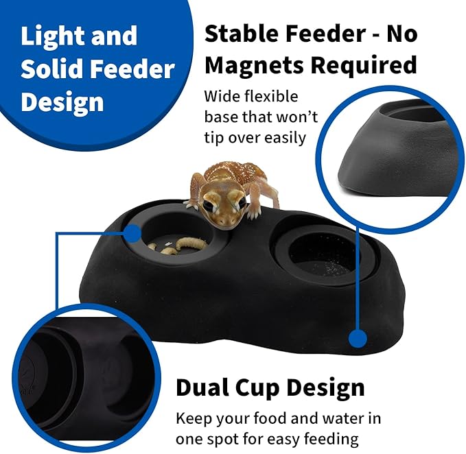 Pangea Ultimate Eco Dish, Crested Gecko Food and Water Bowl for Terrestrial Lizards, Durable Silicone Feeding Accessory for Reptile Terrariums 3.125in x 5.5in (Charcoal)