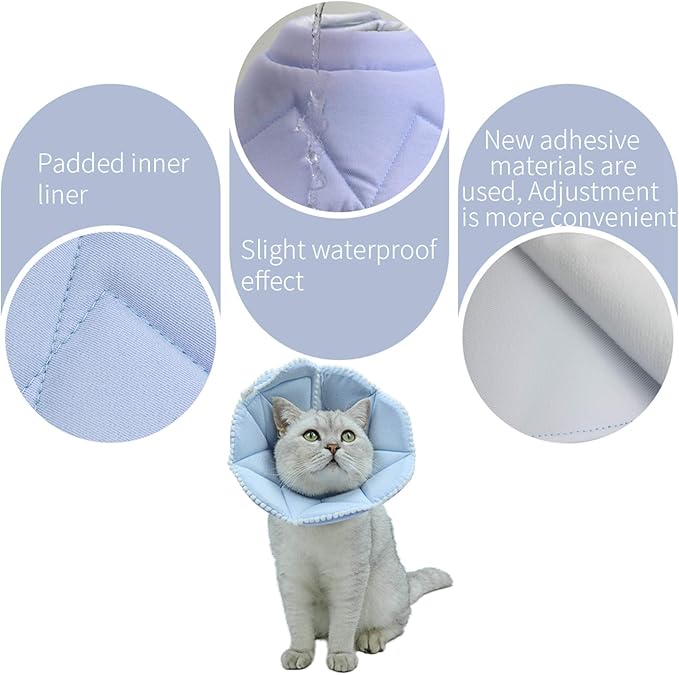 Soft Cat Recovery Collar,Adjustable Dog Cat Cone,Dog Protective Cone Collar After Surgery,for Kitten and Puppy,Small,Blue