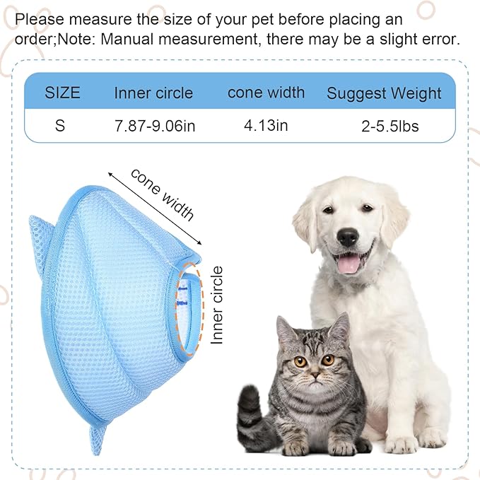 Cat Collar Cute Cat Recovery Collar Breathable Adjustable Soft Lightweight Pet Neck to Stop Licking Scratching After Surgery for Pets Dogs Kittes