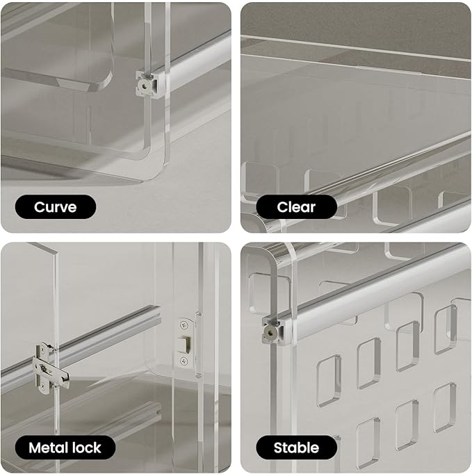 Sumerflos Clear Acrylic Dog Crate - Modern Dog Kennel Furniture, Indoor End Table Dog Crate Lockable Ventilated for Most Small Dog Cat Pet, 21.65" L x 15.74" W x 17.71" H