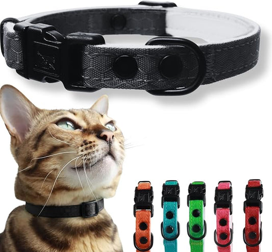 OutdoorBengal Black Breakaway Kitten Collar - Ultra Safe Quick Release Cat Collar for Small Kittens Under 6 Months – Soft-Padded, Lightweight, Adjustable, Thin and Comfortable, No Bell (Black, Kitten)