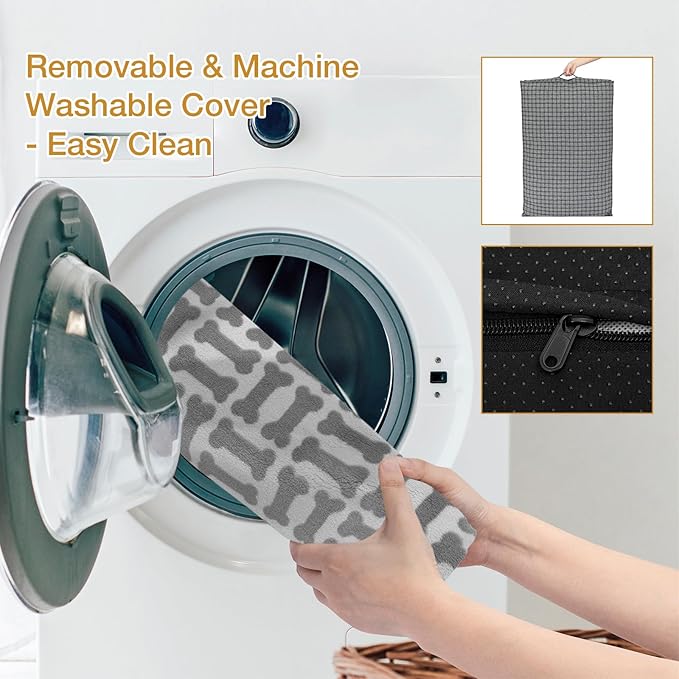 Dog Bed with Easy-Grip Handle - Shredded Memory Foam Pet Bed, Removable & Machine Washable Cover, Non-Slip Bottom, Choose from Cooling Linen or Warm Flannel Style for Dogs & Cats (Medium