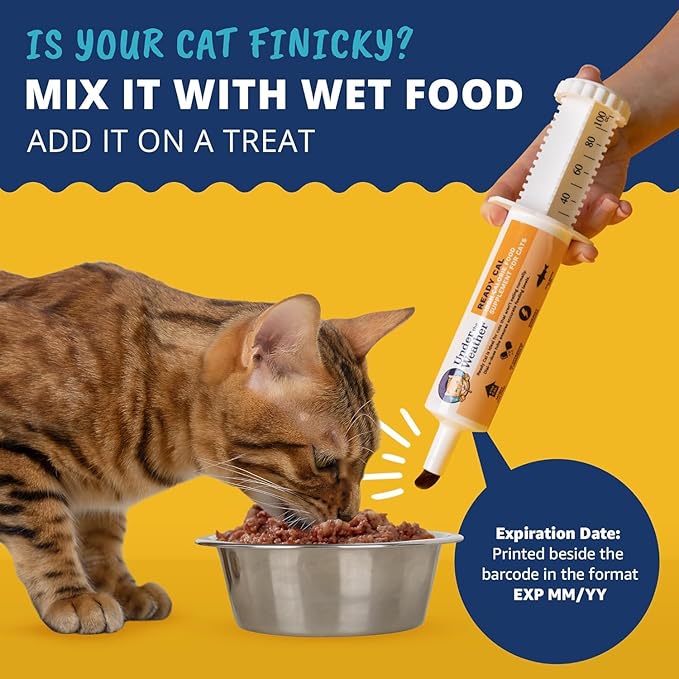 Under The Weather Pet | Ready Cal for Cats 100cc | High Calorie Supplement | Cat Weight Gainer and High Calorie Booster | 10 Vitamins, 7 Minerals & Omega Fatty Acids (2 Pack)
