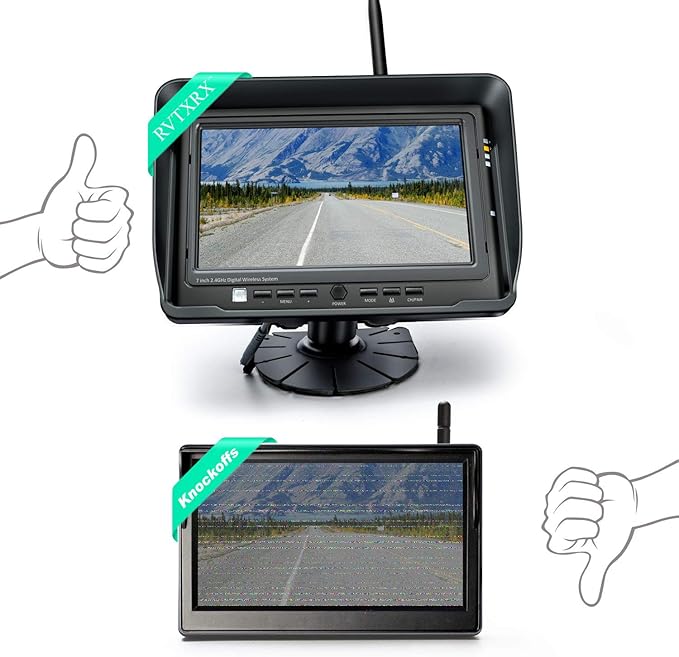 Digital Wireless Backup Camera System, No Interference, IP69k Waterproof Wireless Rear View Camera, 7’’ Display Wireless Reverse Monitor for RV/Truck/Trailer/Bus/Motorhome/5th Wheel/Pickup/Van