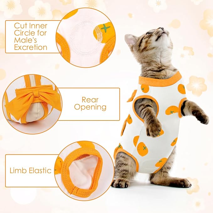 DENTRUN Cat Surgery Recovery Suit Anti Licking Spay Snuggly Vest, Pet Surgical Recovery Shirt After Surgery for Male Female Cat Small Dog Cone E-Collar Alternative