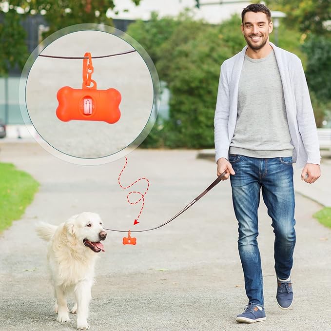 Zhehao 120 Pcs Bone Shaped Dog Poop Bag Dispensers with Disposal Small Dog Waste Bag Holder with Hook for Pet Puppy Walking Hiking Camping, 8 Colors