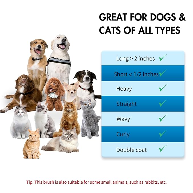 Dog Brush Kit - Self-Cleaning Slicker Brush with Bath Brush & Undercoat Rake | Deshedding Tools for Large - Small Dogs & Cats, Professional 3-in-1 Pet Grooming Set for Heavy Shedding, Blue