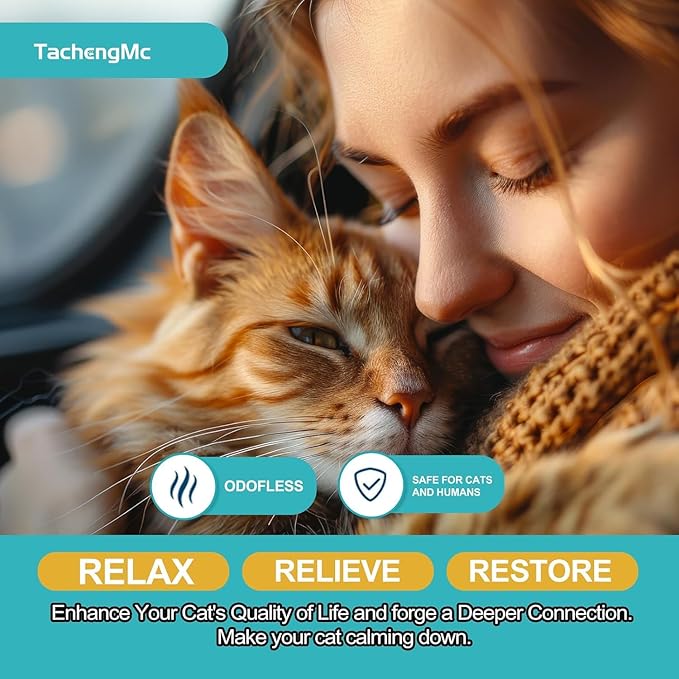 Cat Calming Diffuser, Cat Pheromones Calming Diffuser, Effectively Relieve Anxiety Stress Cat Diffuser Calming Multicat with 2 Diffuser + 4 Refill 48ml Last 120 Days Fits All Cats