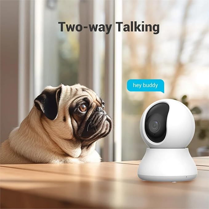 2.4G WiFi Indoor Camera 2K 3MP 360° PTZ Pet Dog IP CCTV Camera with Phone App 2-Way Talk Night Vision for Home Securi(US Plug)