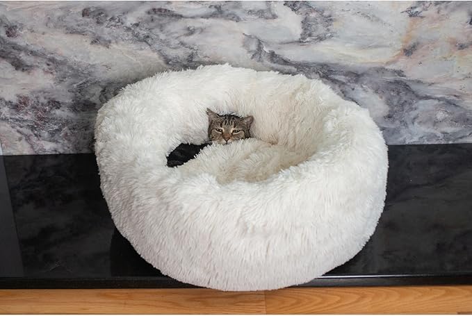 Tuscan Treats Cuddler Pet Bed - 28" L x 28" W x 9" H Ultra-Plush and Soft for Cats and Small Dogs, Skid and Water-Resistant Base, Machine Washable, 3.5 lbs