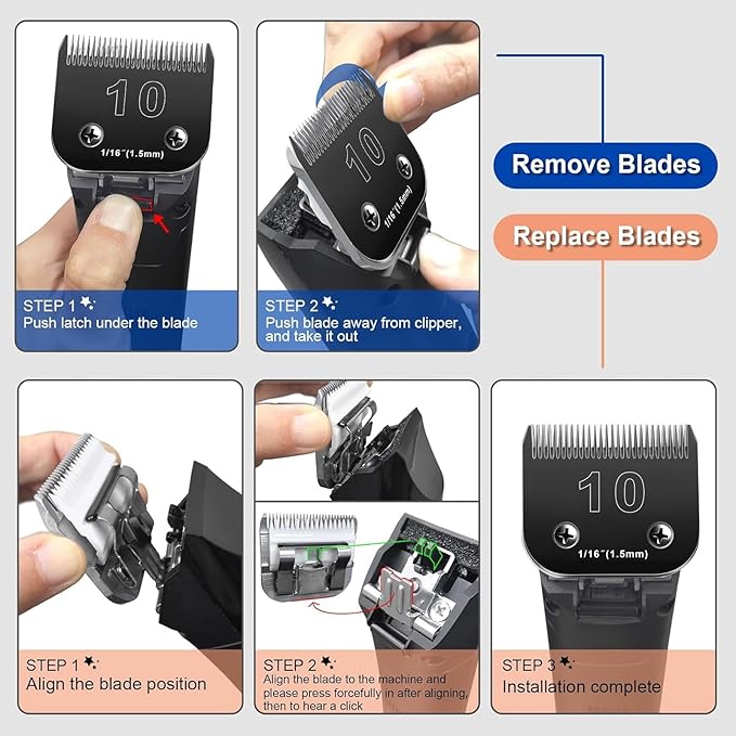 30 Blades Dog Grooming Blades Compatible with Andis/Oster A5/Wahl KM-10 Series Dog Clippers,Detachable Clipper Replacement Blade,Black,(30#/3PC)