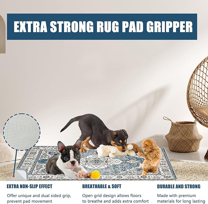 Washable Pee Pads for Dogs, (2 Pack, 36"x42") Upgrade Reusable Puppy Pads with Non-Slip Rug Pad, Super Thickening Absorbent Leakproof Dog Traning Pads Whelping Pad for Dogs, Doggie(Blue-1)