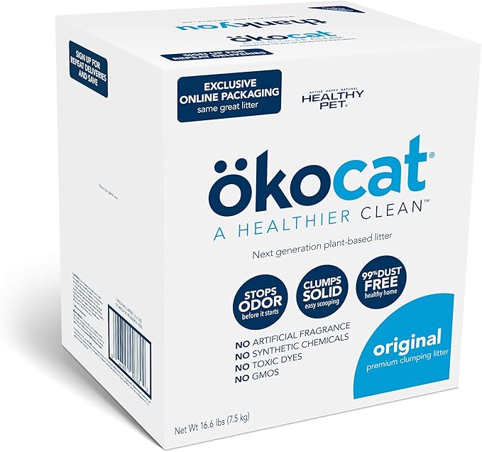 ökocat Original Low-Dust Natural Wood Clumping Cat Litter with Odor Control 16.6 lbs Large