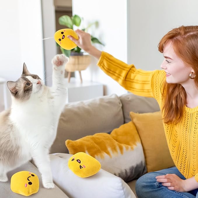 L1rabe Nuggets Catnip Stuffed Toys - 5Pcs Fall Funny Yellow Fried Chicken Nuggets Indoor Cat Toys, Kitten Chew Bite Kick Interactive Supplies for Pet Lovers Kitten Birthday Present Autumn Harvest Gift