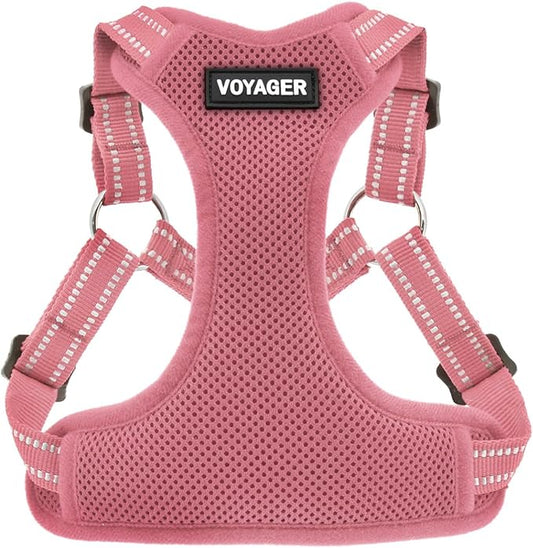 Best Pet Supplies Voyager Adjustable Step-in Flex Breathable Mesh Dog Harness for Small Medium Large Dogs (Pink), L