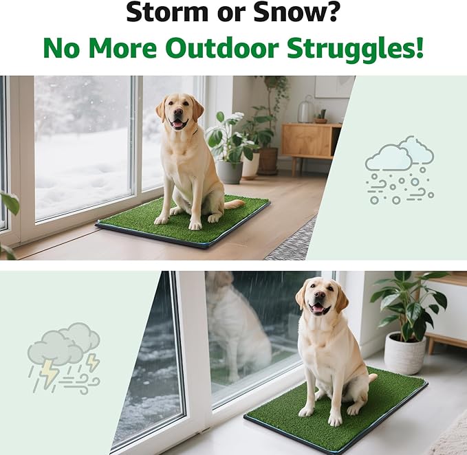 Dog Grass pad with Tray,29”x 18” Indoor Dog Potty with 2 Packs Replacement Artificial Fake Grass-5 Packs Disposable Puppy Pads,for Puppy Training Apartment,Apartment Use