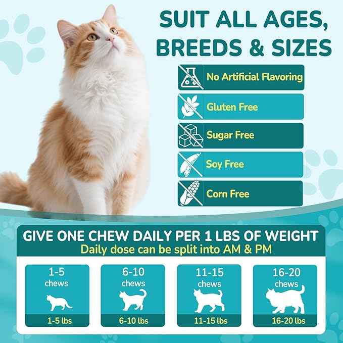4-IN-1 Flea and Tick Prevention for Cats, 500 Crunchy & Creamy Chews, Cat Flea Treatment, Natural Oral Flea Treatment for Cats, Daily Support for Flea, Immune, Skin & Coat, Gut, Chicken Flavor