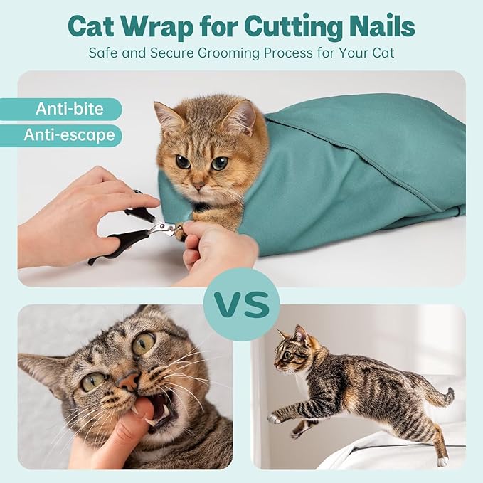 Paw Legend 27.6" Cat Wrap for Grooming Cat Wrap for Cutting Nails Cat Restraint for Nail Clipping Self Adhesive Blanket Restraint Cloth for Cats Within 15lbs