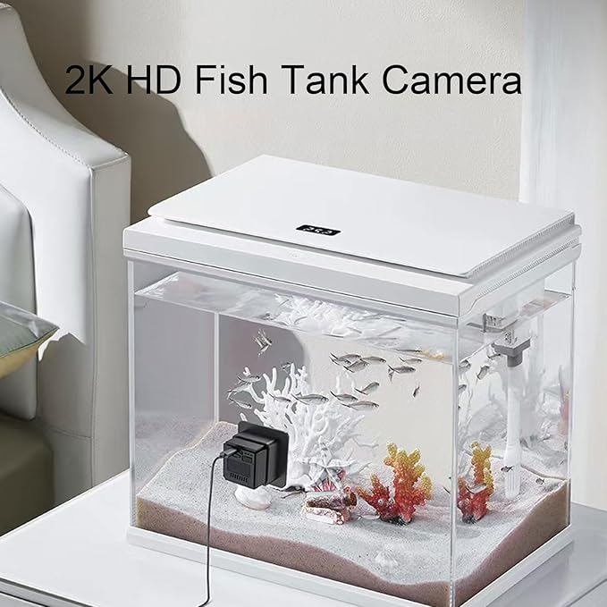 2MP Aquarium & Terrarium Pet Camera, Fish Tank Camera with 140 Wide Angle, Night Vision, AI Motion Detection, 2 Way Audio, Adhesive Installation