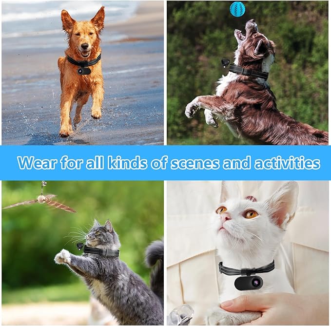 ehomful HD 1080P Cat Camera Collar with Video Record Wireless Mini Sport cam,Small Action Cameras,Body Camera for Pet Supplies/Stuff,Outdoor/Inoor Birthday Gift No WiFi