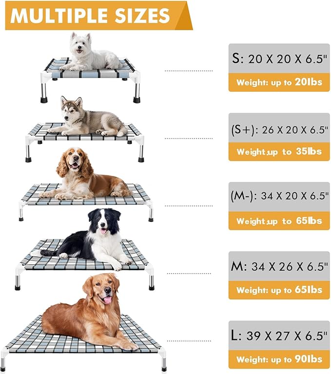 Elevated Outdoor Raised Dog Bed Outdoor Dogs Bed Lifted Pet Bed Dog Cot for Medium Pet Taste Life, Start with A Pet Bed 34'' x 26'' x 6.5''