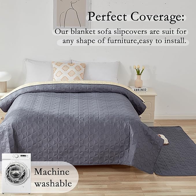 Waterproof Dog Bed Cover Pet Blanket, Soft Pet Couch Covers for Sofa Washable, Bed Couch Sofa Furniture Protector for Puppy Cat Kids (Grey,75 * 180 CM)