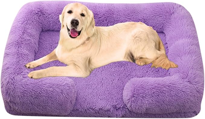 Dog Beds Large Sized dog Orthopedic, Sofa Dog Bed with Waterproof Lining and Nonskid Bottom, Rectangle Washable Dog Bed for Medium Small Dogs and Cats Comfortable ( Color : Purple , Size : 31 x 21" )