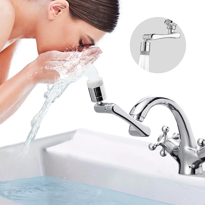 CECEFIN 1080° Swivel Faucet-Extender Sink-Aerator - 2 Mode Splash Water Filter Extension, Kitchen Bathroom 360° Rotatable Spray Attachment, Multifunctional Universal Robotic Arm -Wash Hand/Hair/Face