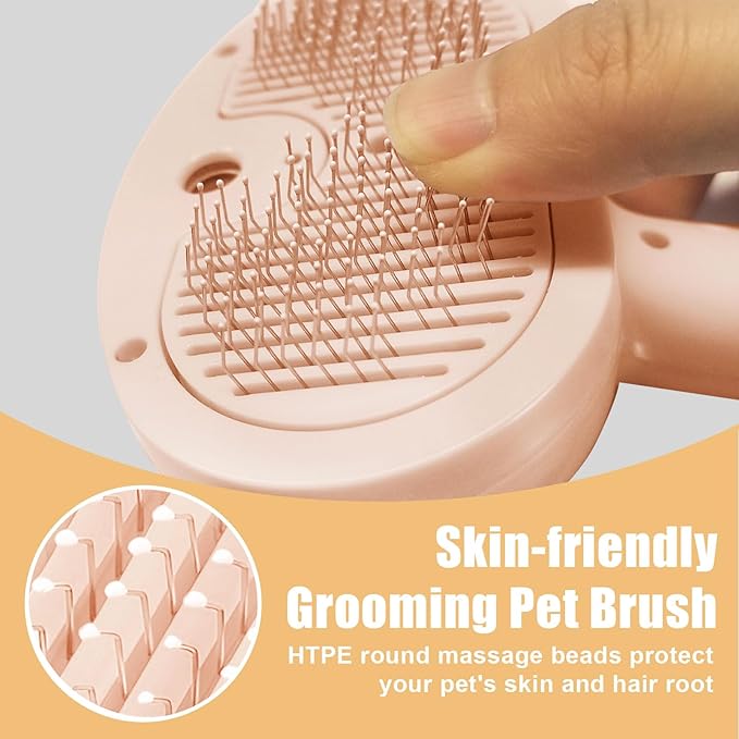 Cat Steam Brush for Shedding, Pet Steam Brush for Dog with Release Button,Anti-Static Pet Spray Hair Removal Comb,Cat Spray Comb for Long & Short Haired Pets,Pink