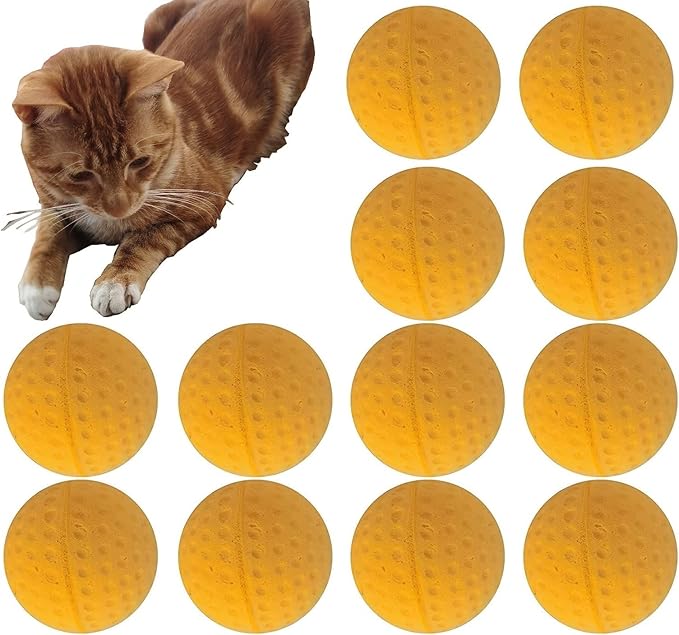 Cat Golf Balls for Indoor Cats Toy Ball Kitten Toys Interactive Cat Ball Sponge Foam Sponge Soccer Balls (Yellow)