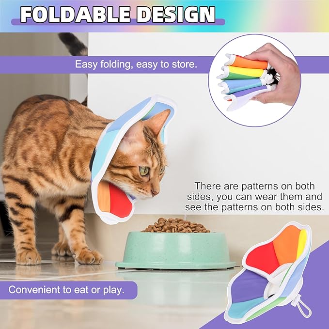 KOOLTAIL Cat Cone Collar, Adjustable Soft Comfortable Cat Recovery Collar to Stop Licking, Foldable Donut Water Resistant Pet Cone for Small Large Cats Kittens After Surgery Flower M