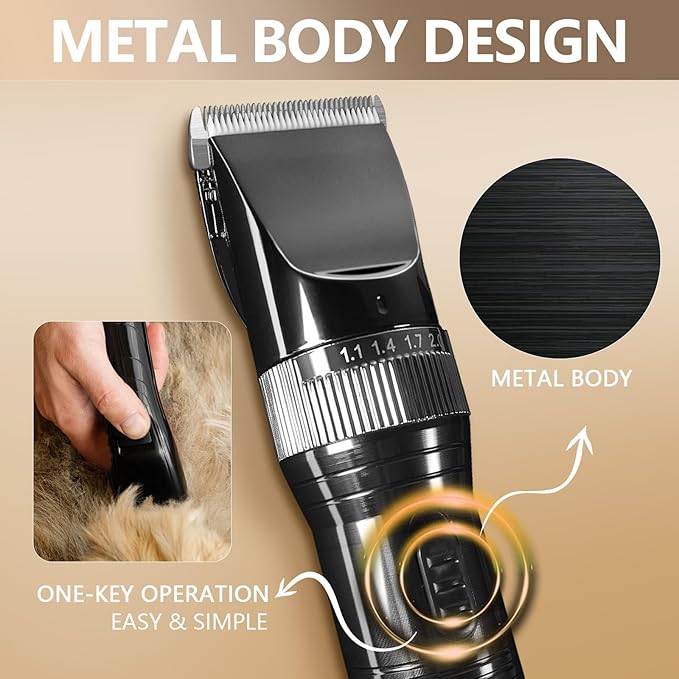 Professional Dog Grooming Clippers for Thick Coat - Dog Hair Trimmer for Grooming Kit- Sheep Shears for Thick Hair – Pet Grooming Clippers for Dogs, Cats, Sheeps, Horse (Black)