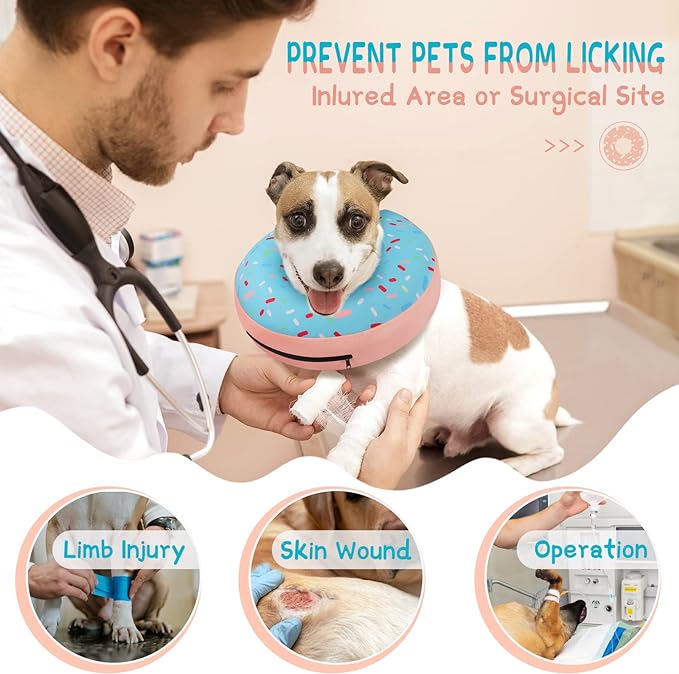 Supet Inflatable Dog Cone Collar for Small Dogs Puppies Cats, Soft Dog Cone Alternative After Surgery for Puppies Cats to Stop Licking