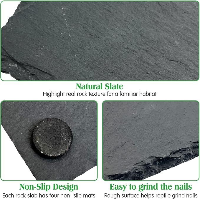 Tfwadmx Reptile Basking Platform Large Tortoise Feeding Bathing Area Turtle Original Rock Plate Grinding Nails Resting Terrace Habitat Decor for Amphibian Reptile Bearded Dragon Chameleon Snake