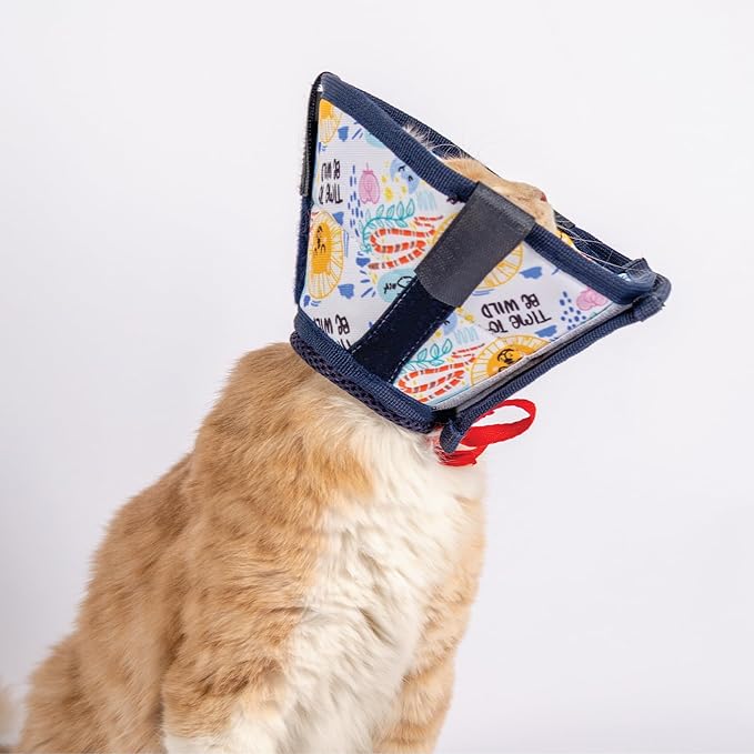 Cat Cone Collar – Colorful Cat Pattern - Lightweight Recovery Cone for Cats, Anti-Lick & Anti-Scratch, Vet Recommended, Elizabethan Collar (Colorful, XS [Neck Girth: 8.6"-12.2"])