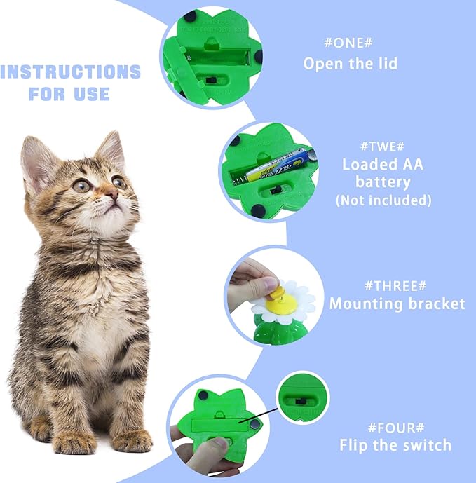 Yisquar Electric Bird & Butterfly Teasing Cat Toy 2PCS Interactive Bird Toy for Cats Interactive Cat Toys Automatic Electric Butterfly 360°Rotating Kitten Toys Fun Flying Birds Cats Play Chase