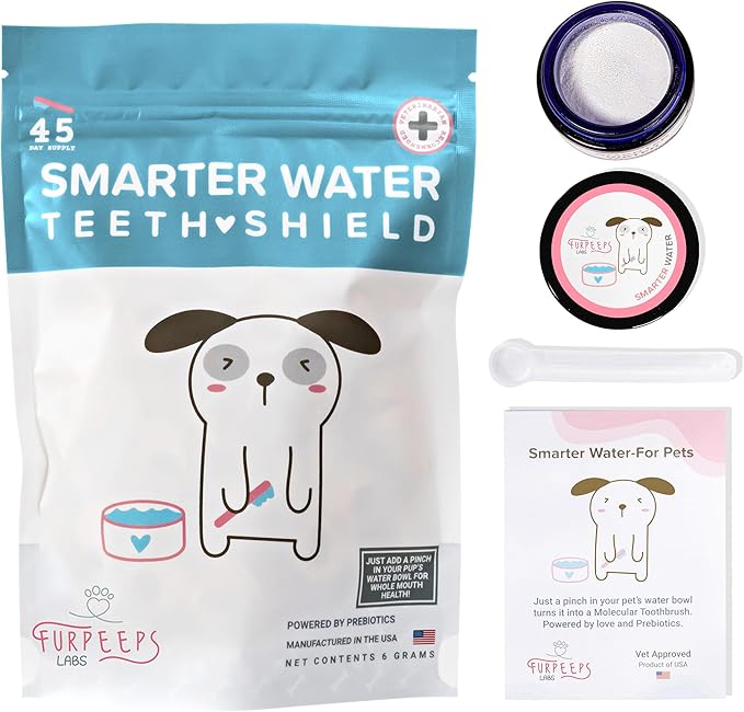 Dog Breath Freshener Powder for Water – Cat & Dog Dental Care Water Additive, Natural Plaque & Tartar Remover, Bad Breath Eliminator, Easy No-Brush Oral Hygiene – 45 Servings, Vet Recommended