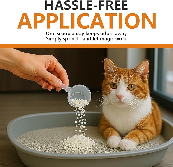 Cat Litter Deodorizer - Advanced Fragrance-Free Odor Control for Sensitive Cats - Reduces Scooping, Extends Litter Use - Hypoallergenic Formula Ideal for Multi-Cat Homes