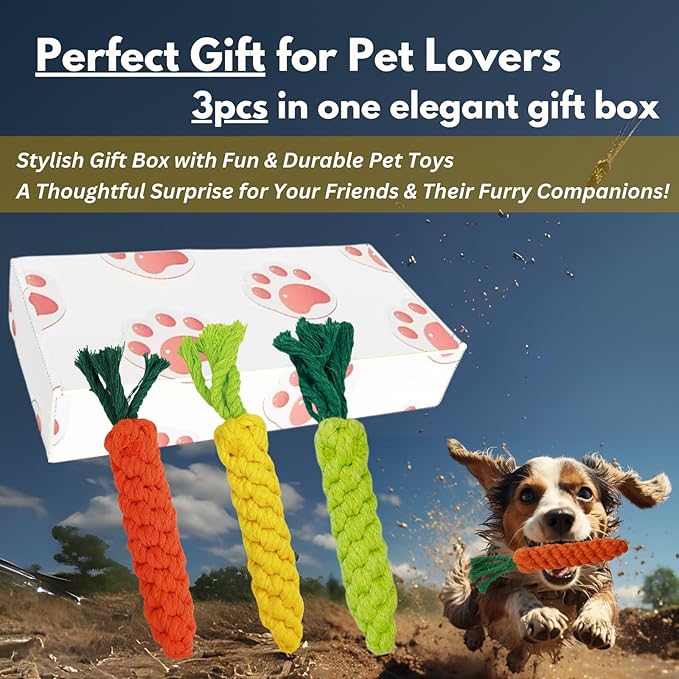 3PCS Mixed Color Woven Pet Rope Toys (Yellow, Green, Orange), Chew Toys for Dogs & Cats, Safe & Durable Braided Rope Toys for Pets