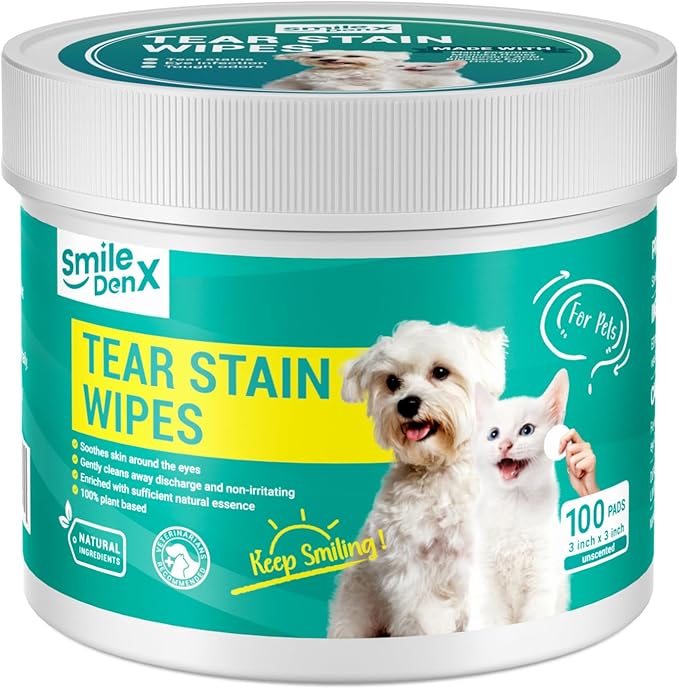 Dog Eye Wipes, Gentle Eye Wipes for Dogs & Cats, Pet Eye Cleaner Wash Removes Discharge, Crust, Debris, and Gunk (100, Unscent)