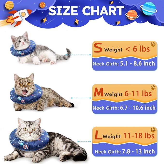 Cat Cone Collar Soft, Waterproof Cat Recovery Collar for Wound Healing Cute Donut Adjustable Kittens Cones to Stop Licking Comfortable Neck Elizabethan Collars for Cats Kittens After Surgery