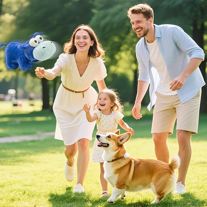 Squeaky Dog Toy Cute Plush Dog Toys Safe Puppy Teething Chewing for Small, Medium, and Large Breed Stuffed Hours of Fun 𝐂𝐮𝐝𝐝𝐥𝐞 𝐁𝐮𝐝𝐝𝐲 𝐟𝐨𝐫 pups-Hippo