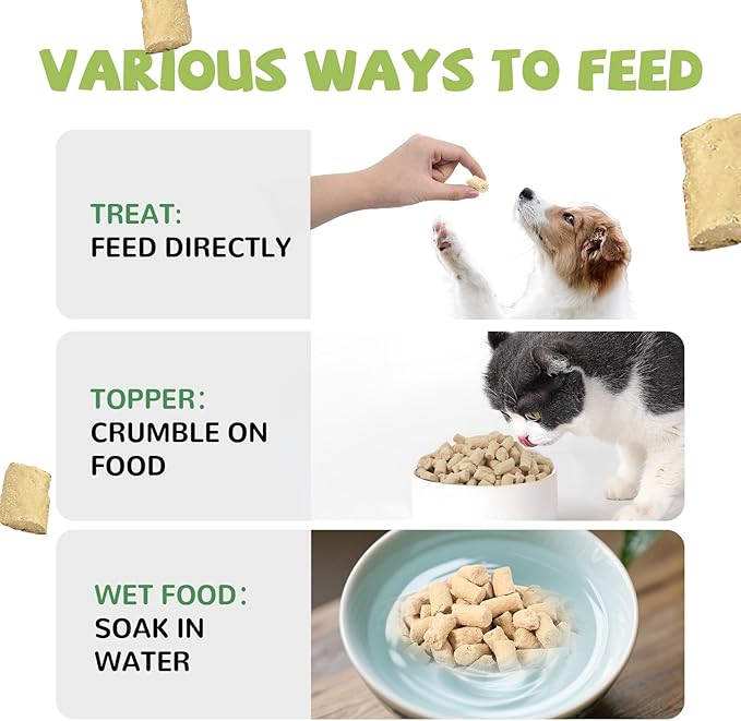 Freeze Dried Dog Treats,Chicken Breast&Organs Recipe Raw Dog Food Topper, High Protein Freeze-Dried Food for Cats, Rawhide Free, Gluten&Grain Free, 5.3oz