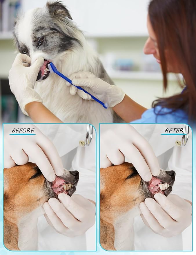 30 Pcs Pet Toothbrush Kit - Dual-Headed Toothbrush for Dogs & Cats - 10 Colors