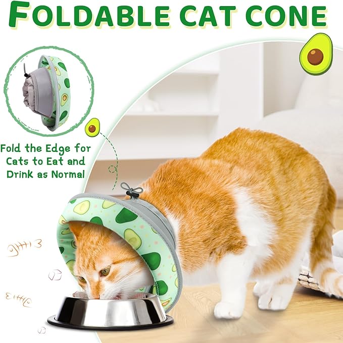 Cat Cone Collar Soft to Stop Licking, Adjustable, Foldable Lightweight Kitten Cones After Surgery Recovery for Cats & Kittens, Cat Cone Alternative (Light Green, M)
