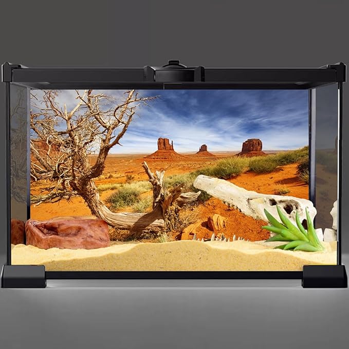 AWERT 48x18 inches Reptile Habitat Background Orange Desert Terrarium Background Durable Polyester Background