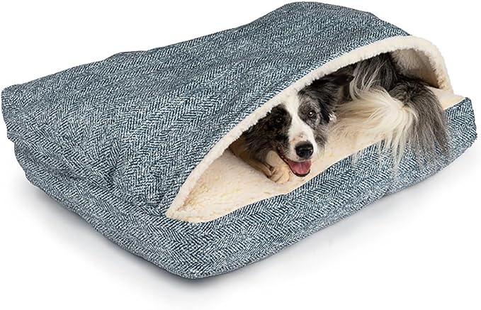 Snoozer Pet Products Luxury Rectangle Cozy Cave Dog Bed with Microsuede, Showdog Collection, Large, Palmer Indigo